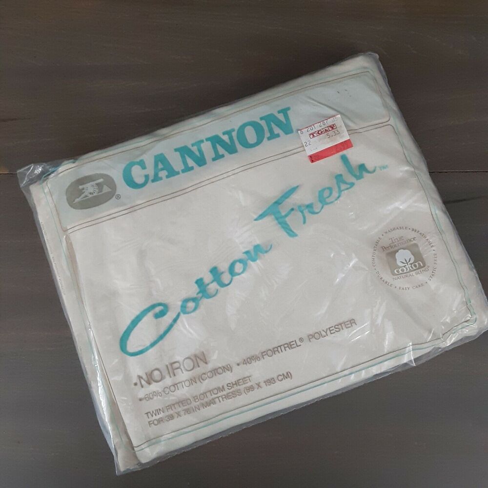 Vintage New Cannon Cotton Fresh Twin Fitted Sheet Crisp,Classic